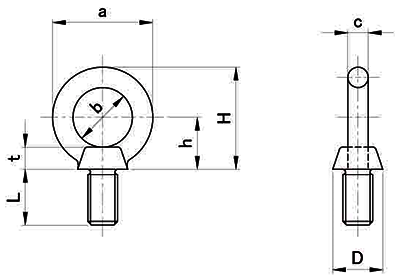 ステンレス 304 DSアイボルト (頭部小型形状) 製品図面