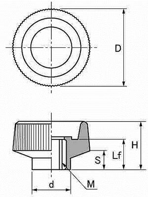 ステンレス クランプ ノブナット(外径小形) 黒 ABS樹脂 製品図面