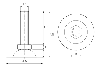 ステンレス アジャストボルト(S-G/重荷重用) 径大(D＝110) 製品図面