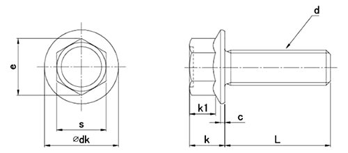 チタン フランジボルト(2種) セレート無し 製品図面
