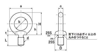 鋼 S45C(H) アイボルト(浪速鉄工) 製品図面