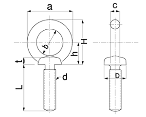 鋼 SCM435(H) アイボルト(足長) 製品図面