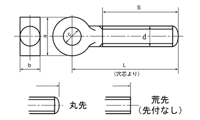 ステンレス SUS316 デンデン(蝶番・ロッド)ボルト(ミリネジ) 製品図面