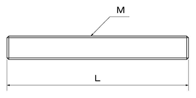 鉄 メーター寸切 (インチ・ウイット) (3m)(*) 製品図面