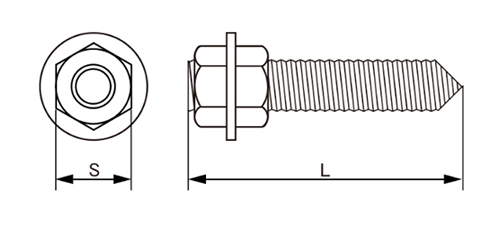 鉄 ケミカルボルト(Vカット)(ナット2個+平座付)(輸入品) 製品図面