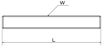 ステンレス 寸切 平先(インチ・ウイット)(定尺以外の長さ品)(*) 製品図面