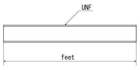 ステンレス フィート寸切 (UNF ユニファイ細目ねじ)(*) 製品図面