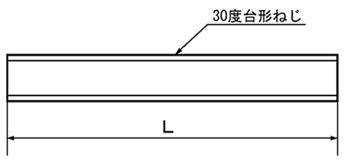 ステンレス304 30度 台形ねじ寸切(TR) 500L (*) 製品図面