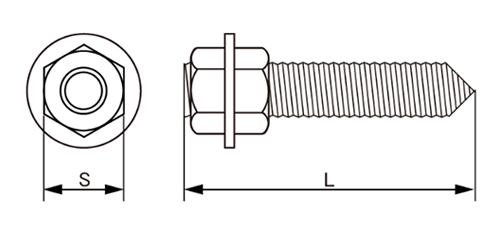 ステンレス ケミカルボルト(Vカット)(ナット2個+平座付)(輸入品) 製品図面