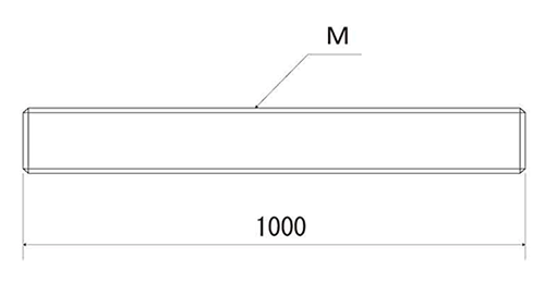 鋼 S45C(R) メーター寸切(インチ・ウイット)(*) 製品図面