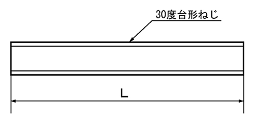 鋼 S45C 30度 台形ねじ(TR)(左ねじ) 1000L (*) 製品図面