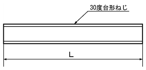 鋼 S45C 30度 台形ねじ寸切(TR) 1500L(*) 製品図面