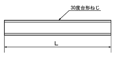 鋼 S45C 30度 台形ねじ(TR)(左ねじ) 2000L(*) 製品図面