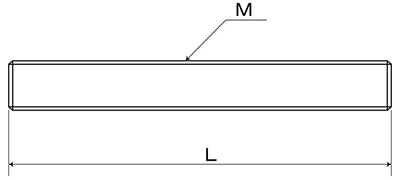 チタン 寸切 平先(ミリネジ)(定尺以外の長さ品) 製品図面