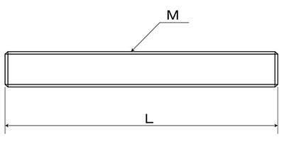 ステンレス SUS316L(A4)寸切(平先)(ミリネジ)(定尺以外の長さ品) 製品図面