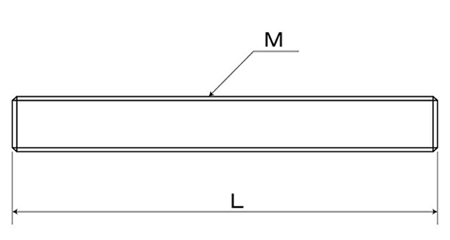 ステンレス SUS310S (耐熱鋼) 寸切(平先)(ミリネジ)(定尺以外の長さ品) 製品図面
