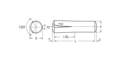 SUM22L 溝付きピン(簡易ノックピン) B形 DIN1472 製品図面