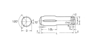 SUM22L 溝付きピン(簡易ノックピン) F形 DIN1469 製品図面