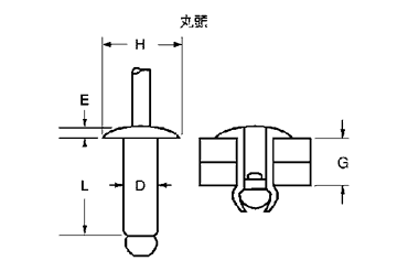 アルミ-鉄 ブラインドリベット AS(友淵製) 製品図面