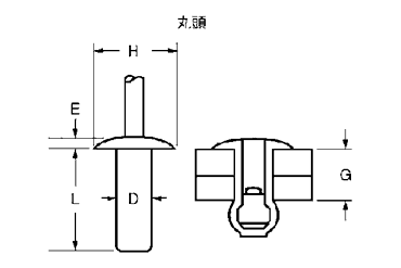 アルミ-鉄 ブラインドリベット ASSE シールドタイプ(友淵製) 製品図面