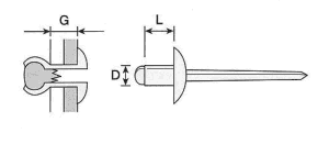 アルミ-鉄 ブラインドリベット(丸形)(大洋精工製) 製品図面