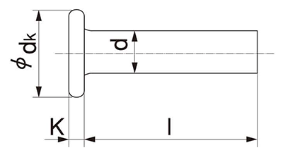 黄銅 薄平リベット (軸径x首下長) 製品図面