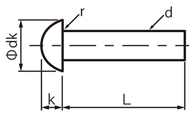 ステンレス 丸リベット (軸径x首下長) 製品図面