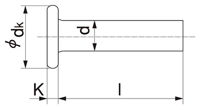 ステンレス SUS316L(A4) 薄平リベット (軸径x首下長) 製品図面