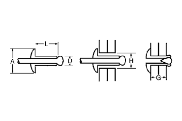 鉄-鉄 ブラインドリベット NS(ニッセン製) 製品図面