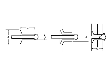 アルミ-アルミ ブラインドリベット NA 皿頭(ニッセン製) 製品図面