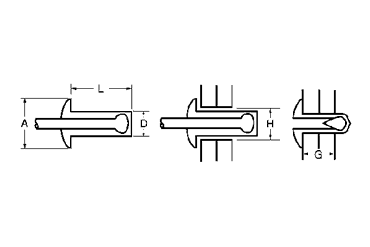 ステン-ステン ブラインドリベット NST クローズド(ニッセン製) 製品図面