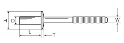 ロブテックス ステン-ステン ブラインドリベット (クローズドタイプ)(NST-CN)(丸頭) 製品図面