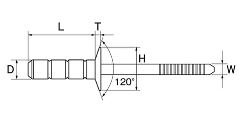 ロブテックス 鉄-鉄 マルチバルブ 高強度リベット (LSBM-K(皿頭)(受注生産品) 製品図面