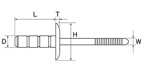 ロブテックス 鉄-鉄 マルチバルブ 高強度リベット(ラージフランジ)(LSBM-LF)(丸頭)(受注生産品) 製品図面