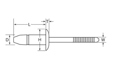 ロブテックス ステン-ステン ロブバルブ (高強度リベット)(LTB)(丸頭) 製品図面