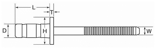 ロブテックス ステン-ステン ブラインドリベット (クローズドバルビング タイプ)(NST6-CEX)(丸頭) 製品図面
