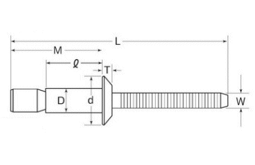 ロブテックス 鉄-鉄 Sボルト 高強度リベット(インナーロック) LSL(丸頭) 製品図面