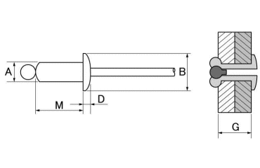 ACリベット 鉄-鉄 ブラインドリベット AC-T(アブデル) 製品図面