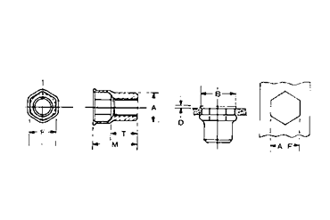 鉄 標準ヘキサート(9688タイプ)(薄平六角頭) 製品図面