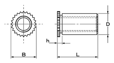 鉄 細径セルスペーサー(スルータイプ) DFB-M●-● 製品図面