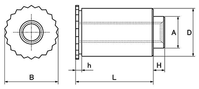 鉄 段付きセルスペーサー(DFBD-M●-●S) 製品図面