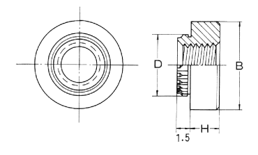 鉄 ボーセイ クリンチング ブローチングナット(TKF)(PCボード用) 製品図面