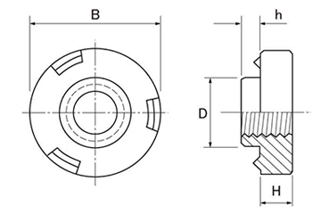 鉄 丸型ウエルドナット(溶接)(TWN /ボーセイ製) 製品図面