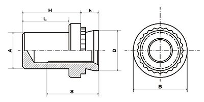 鉄 ボーセイ クリンチング ブラインドナット(TB) 製品図面
