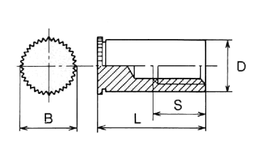 鉄 ボーセイ クリンチング スペーサ(TBDF)ブラインドタイプ 製品図面
