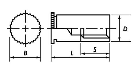 鉄 セルフクリンチングスペーサー(ブラインドタイプ)(CKB-M)(コーマ製) 製品図面