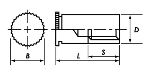 鉄 セルフクリンチングスペーサ-(ブラインドタイプ)(CKB4.2-M/取付穴径4.2mm)(コーマ製) 製品図面
