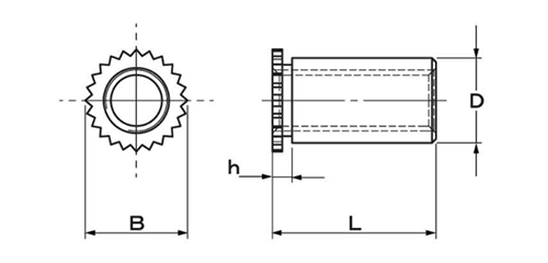 ステンレス セルスペーサー細径(スルータイプ)(DFSB-M●-●) 製品図面