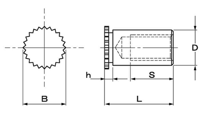 ステンレス セルスペーサー細径(クローズドタイプ)(DFSB-M●-●S) 製品図面