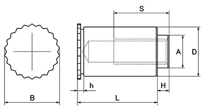 ステンレス 段付きセルスペーサー(DFSBD-M●-●SC) 製品図面